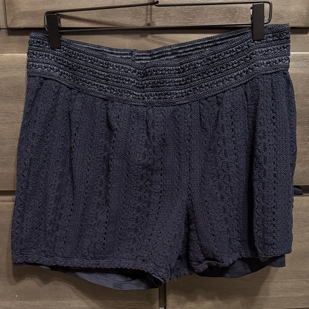 Maurices Navy High Waist Crochet Shorts - Picture 1 of 2